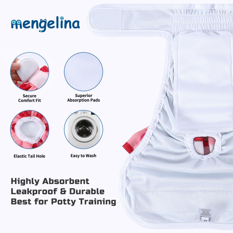 Mengelina Reusable Dog Diapers Washable (3 Pack), Puppy Diapers Highly Absorbent for Heat & Urination Issues, XS - Image 5