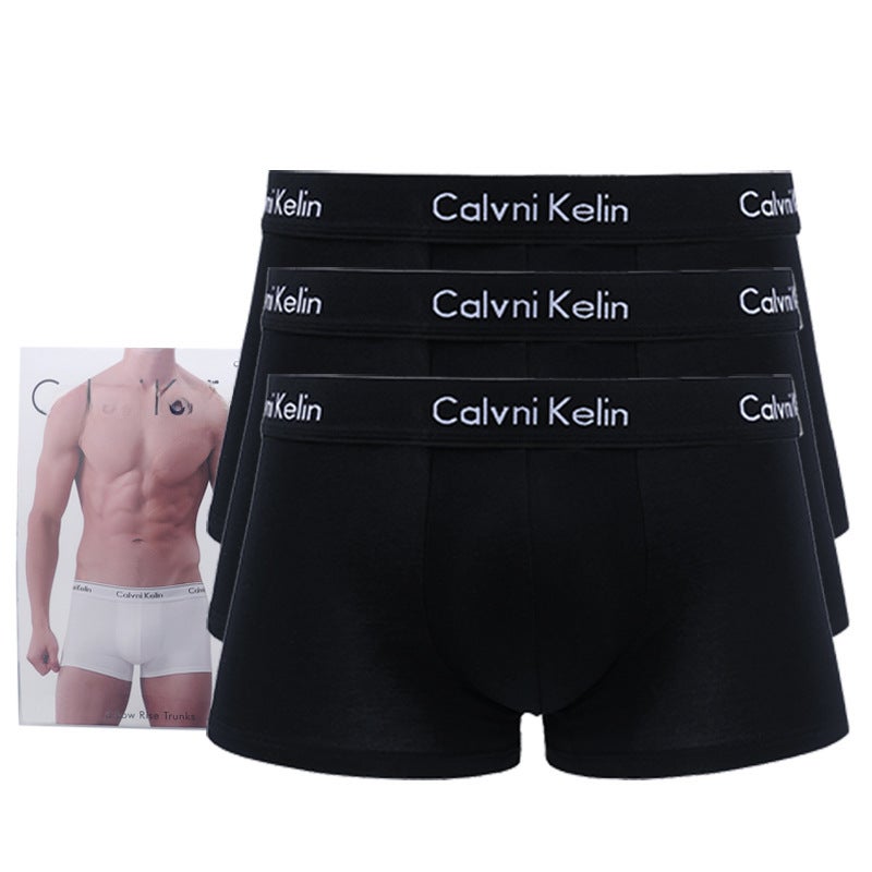 Mens Cotton Boxer Briefs Sport Underwear Gift Box Black-edged 3-Piece Gift Box 