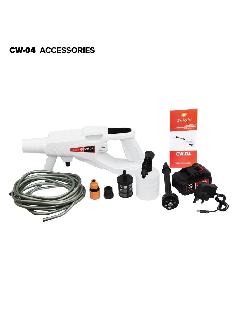 Toby's - Cordless Electric Pressure Washer Pump Car Cleaning Kit 250W Lithium Battery High Pressure Portable Handheld Car Cleaning Device Extension Bar Garden Outdoor Cleaner Tool - Image 1