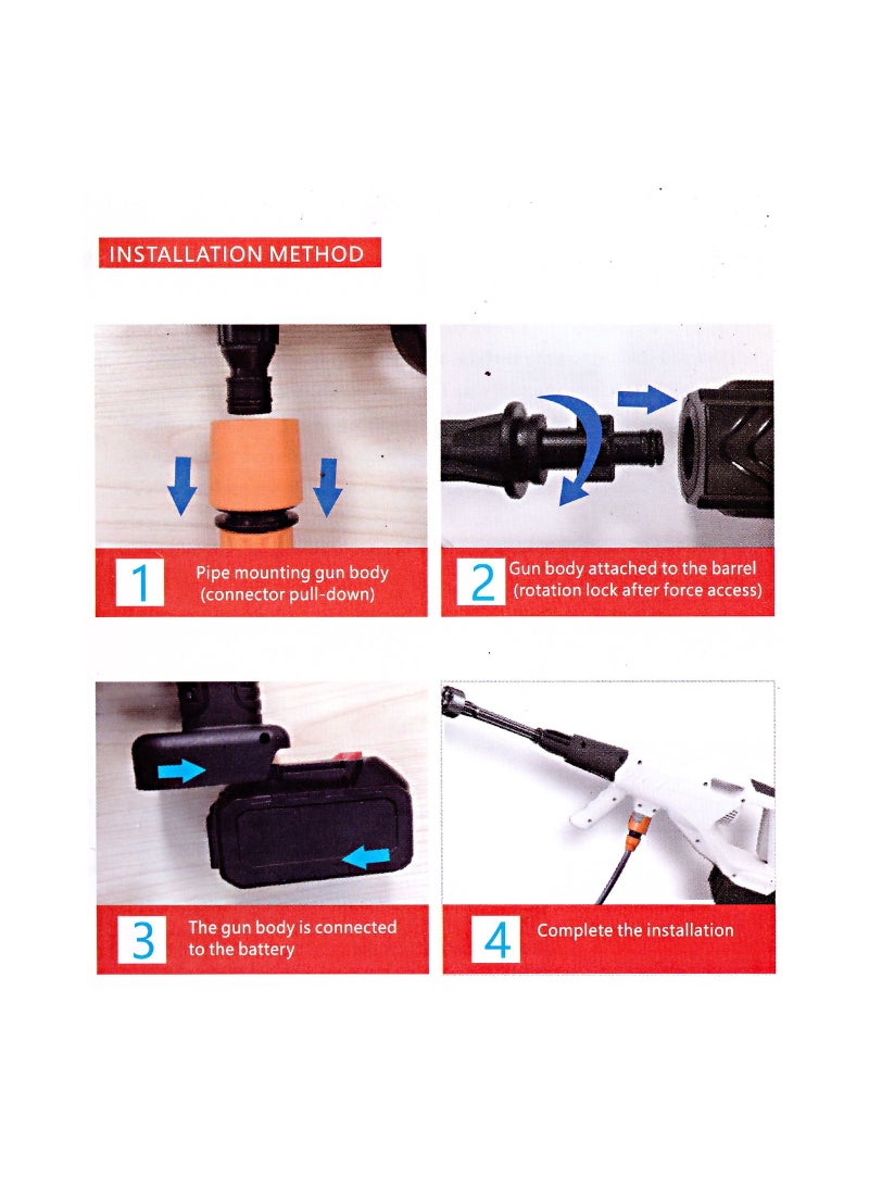 Toby's - Cordless Electric Pressure Washer Pump Car Cleaning Kit 250W Lithium Battery High Pressure Portable Handheld Car Cleaning Device Extension Bar Garden Outdoor Cleaner Tool - Image 1