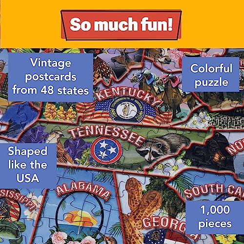 TDC Games USA Shaped Vintage Postcard Jigsaw Puzzle, 1,000 Pieces - Image 2