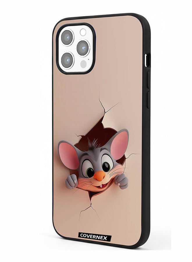 Covernex Apple iPhone 12 Pro Max Protective Case Cover Printed Featuring Tiny Mouse Wall Break 3D Effect - Image 1