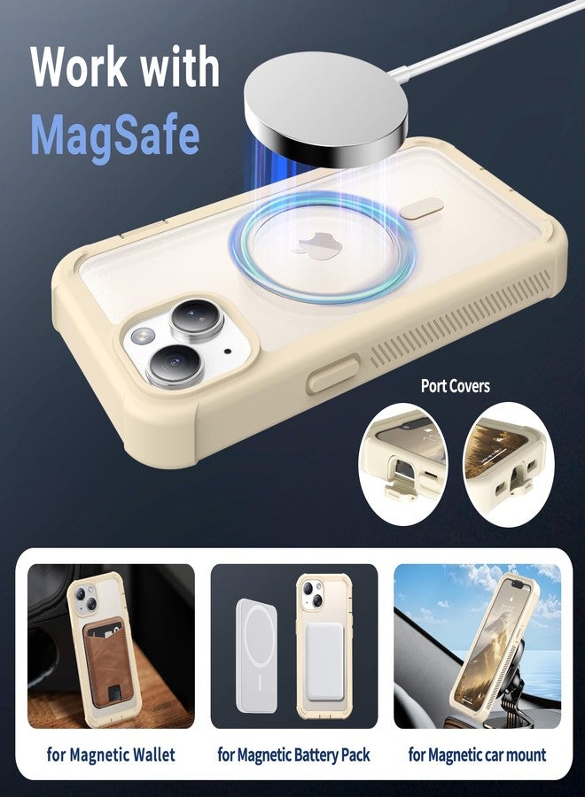 jaroco Magnetic for iPhone 13 Case, [Compatible with MagSafe][Military Grade Drop Protection][Heavy Duty Protection][Non-Slip][Shockproof] 2-Layer Durable Bumper Phone Case 6.1''-Antique White - Image 4