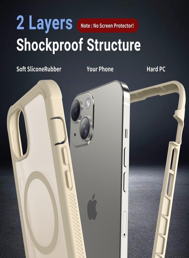 jaroco Magnetic for iPhone 13 Case, [Compatible with MagSafe][Military Grade Drop Protection][Heavy Duty Protection][Non-Slip][Shockproof] 2-Layer Durable Bumper Phone Case 6.1''-Antique White - Image 2