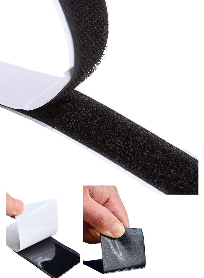 Reusable Hook and Loop Fastener Tape – 2M Hook + 2M Loop, 2.5CM Wide Black Tape with Strong Adhesive Backing – Ideal for DIY Projects, Home Organization, Office, Mounting, and Craft Use - Image 1