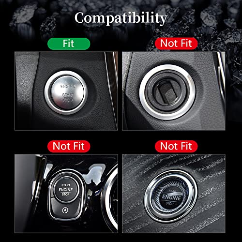 LECART Bling Push to Start Button Cover Sticker Fit for Mercedes-Benz C 300 E 350 GLA 250 GLC 300 S 550 SLK 350 Glitter Engine Start Stop Button Metal Decal Sticker Cover Cap Silver - Image 2