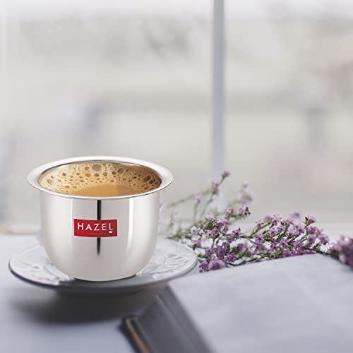 HAZEL Stainless Steel Tea Glasses Mini Traditional Design Coffee Milk Serving Glass Patra Pela, Set of 2, 9.3 cm, 200 ML, Silver - Image 5