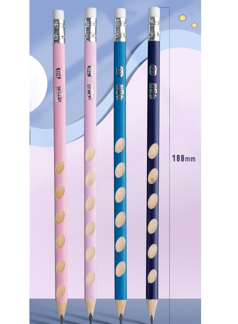 50pcs Pencil with Eraser Hole Pencil Correction Grip HB Triangle Grip Beginners HB Writing Pencil (Pink Cute Girl) - Image 2