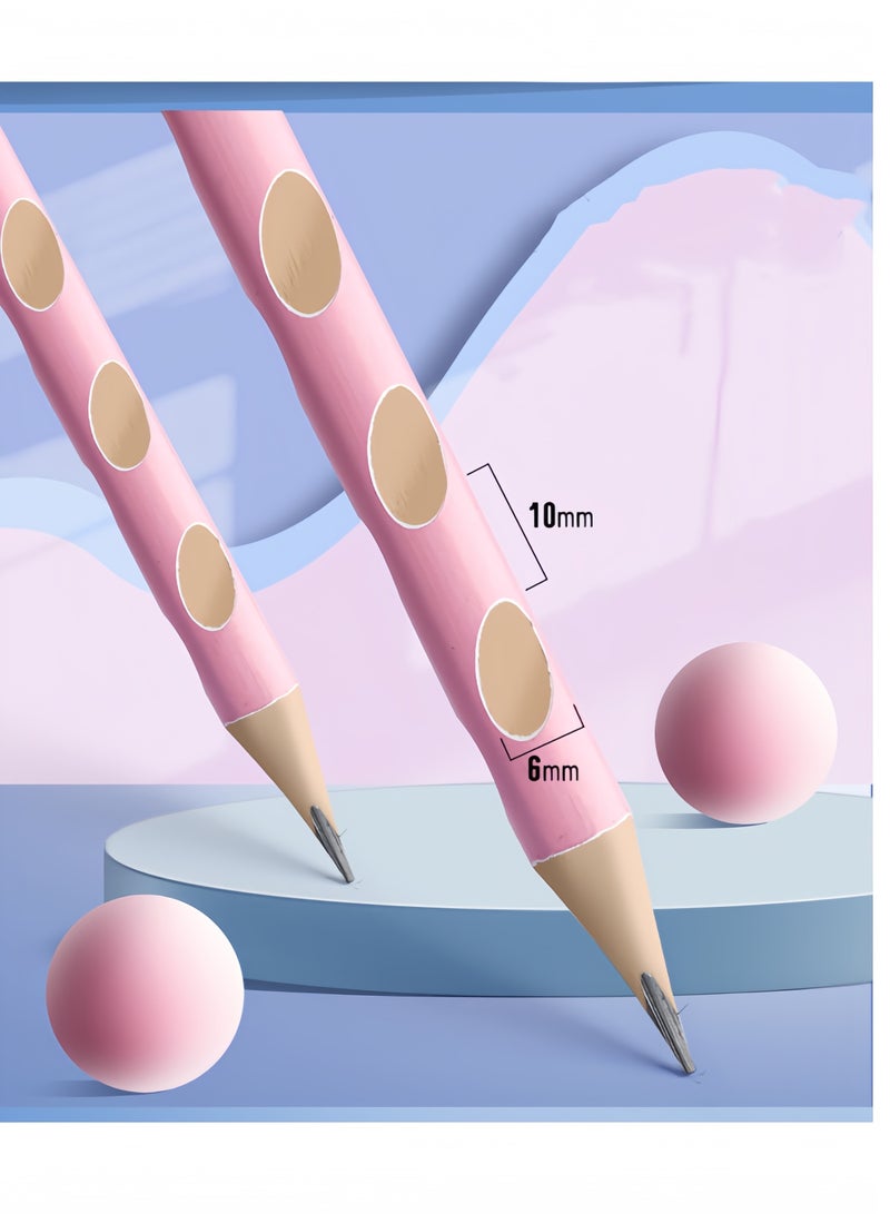 50pcs Pencil with Eraser Hole Pencil Correction Grip HB Triangle Grip Beginners HB Writing Pencil (Pink Cute Girl) - Image 3