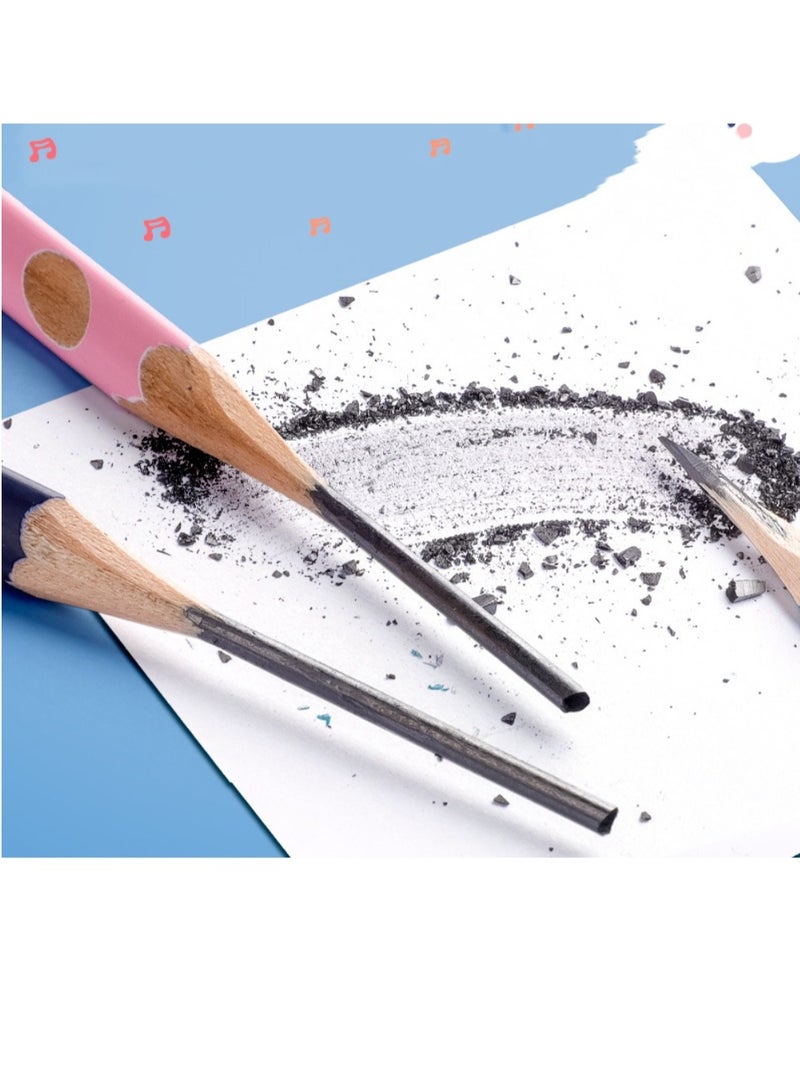 50pcs Pencil with Eraser Hole Pencil Correction Grip HB Triangle Grip Beginners HB Writing Pencil (Pink Cute Girl) - Image 5