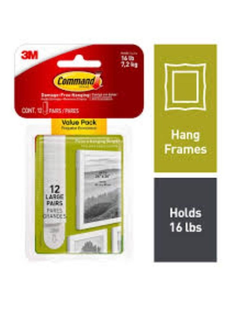 Command Picture Hanging Strips White Large 12 Pairs 
