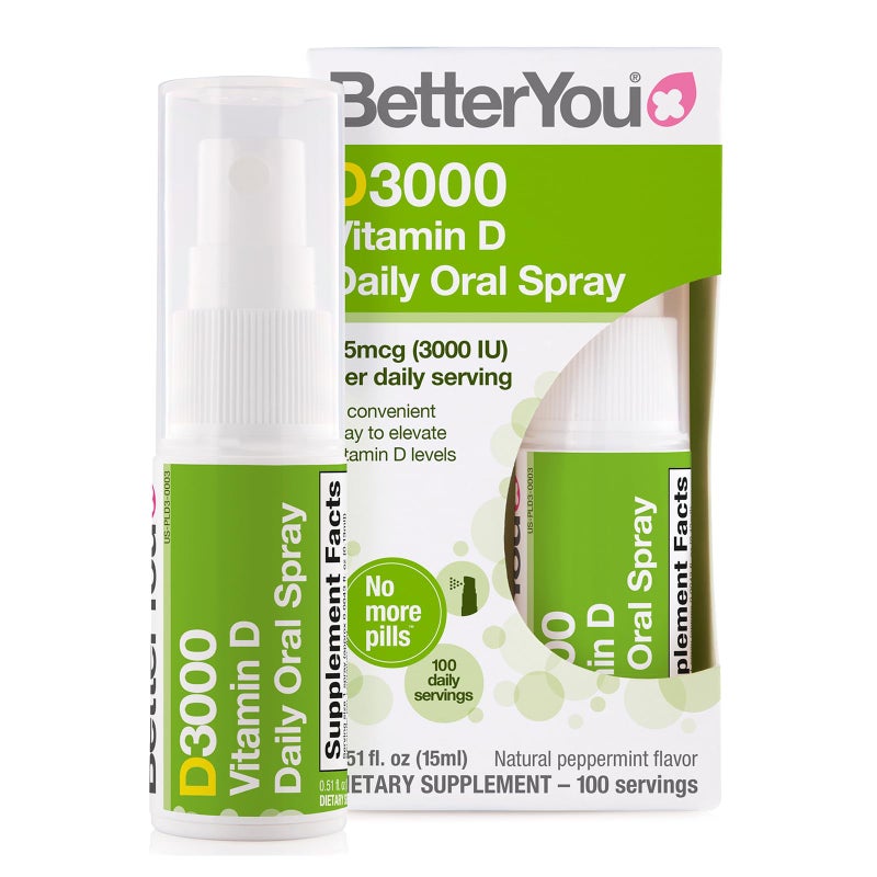 BetterYou D3000 Vitamin D Oral Spray - Convenient Alternative for Tablets - Promotes Strong Bones, Teeth and Immune System - Aids in Calcium Absorption - Natural Peppermint Flavor - 0.5 oz - Image 1