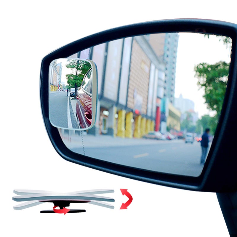 Generic Ampper Blind Spot Mirror Rectangular, HD Glass Frameless Stick on Adjustabe Convex Wide Angle Rear View Blind Spot Car Mirror for Car Blind Spot, Pack of 4  - Image 1