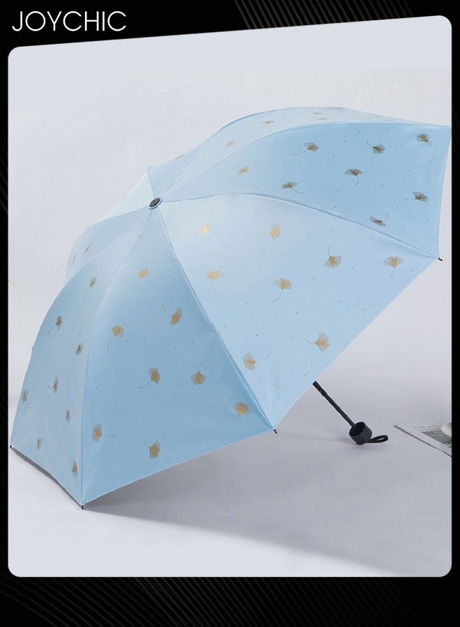 Joychic Strong Portable Travel 3 Folding UV-Protection and Rainproof Umbrella for Men and Women Blue - Image 1