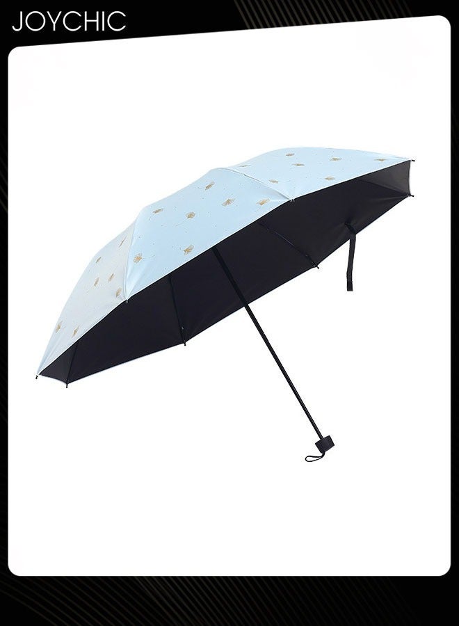 Joychic Strong Portable Travel 3 Folding UV-Protection and Rainproof Umbrella for Men and Women Blue - Image 3