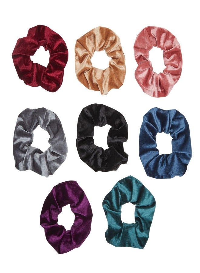 Glamlily 8 Pcs Velvet Jumbo Hair Scrunchies for Girls, Women, Elastic Ties Bands, Cute Ponytail Holder Styling Accessories, 8 Colors - Velvet Scrunchy - Image 3