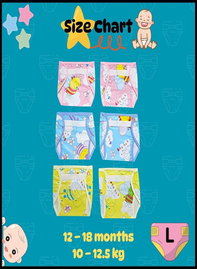 Hooper Baby & Toddler Diaper Covers for 0-3 Years | Washabale, Reusable, Waterproof & Adjustable Nappy Cover | Ultra Soft, and Thin | Unisex Designs, Pack of 6 (Size L) - Image 2