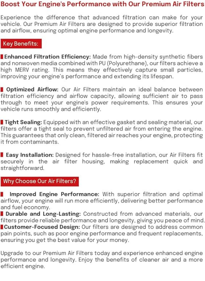 WEMZER INDUSTRIES - WEMZER | Premium Engine Air Filter |28113-1R100-WZ|Compatible With: Hyundai, Kia (Find Fitting Compatibility in Description) - Image 1