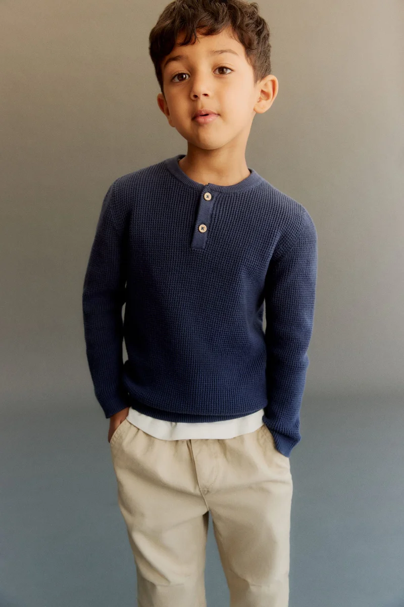 H&M Waffle-knit henley jumper