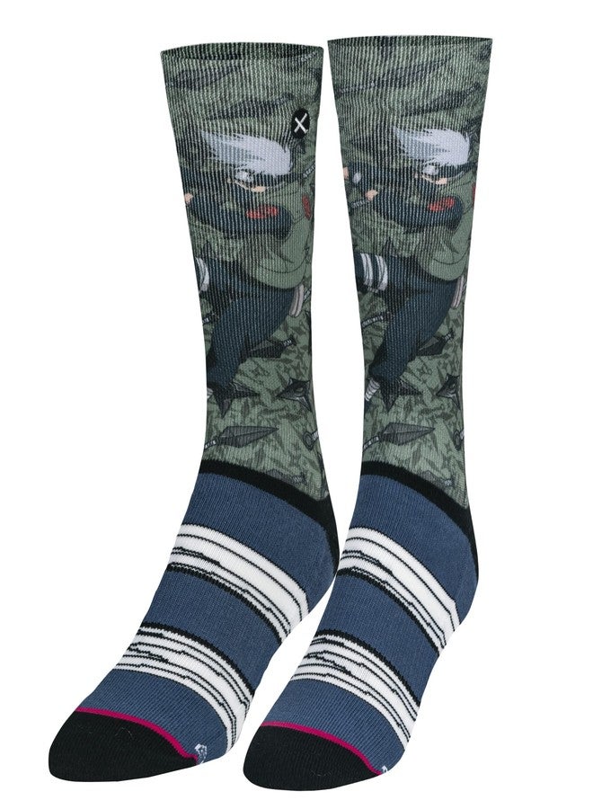 Odd Sox, Naruto, Kakashi Kunais, Fun Anime Print Crew Socks, Men & Women, Large - Image 1