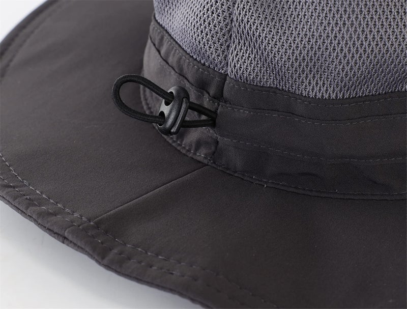 Connectyle Men's Outdoor Mesh Boonie Sun Hat Wide Brim UV Protection Fishing Hat (Dark Grey) - Image 3