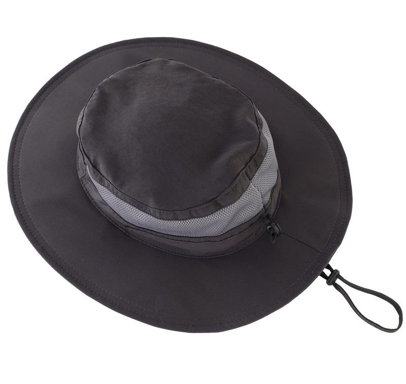 Connectyle Men's Outdoor Mesh Boonie Sun Hat Wide Brim UV Protection Fishing Hat (Dark Grey) - Image 5