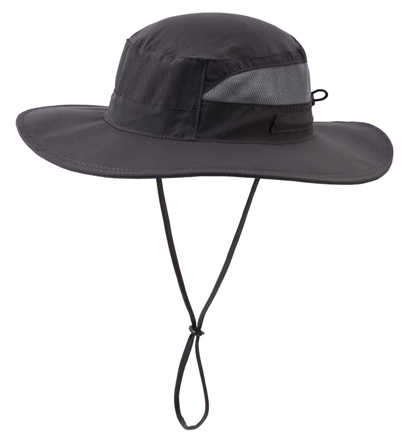 Connectyle Men's Outdoor Mesh Boonie Sun Hat Wide Brim UV Protection Fishing Hat (Dark Grey) - Image 1