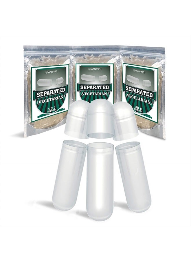 wananfu Pre-Separated Empty Capsules 0 Vegetarian (1000 Count), Clear Fillable Veggie Pill Capsules Size 0 for Making Your Own Supplements - Image 1