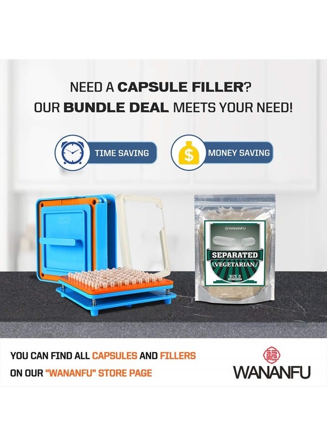 wananfu Pre-Separated Empty Capsules 0 Vegetarian (1000 Count), Clear Fillable Veggie Pill Capsules Size 0 for Making Your Own Supplements - Image 4