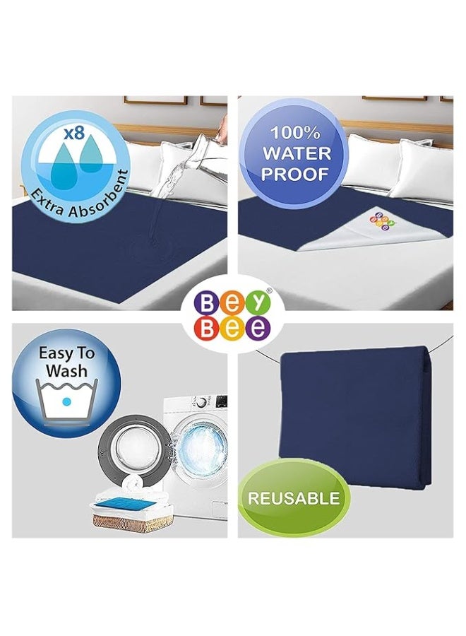 Bey Bee BeyBee Cotton Bed Protector Sheet (Large - 140cm X 100cm , Dark Blue) - Image 3