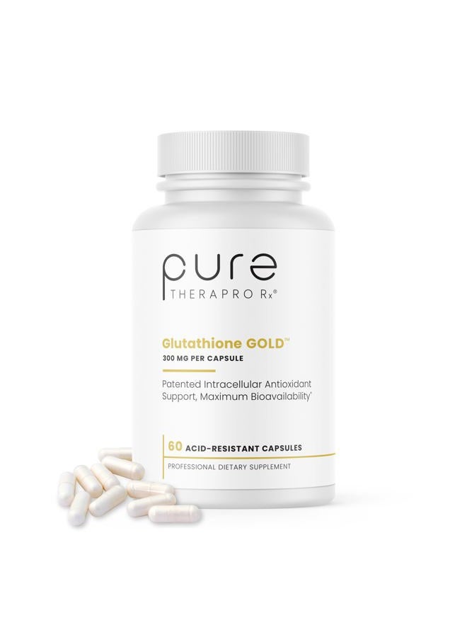 Pure Therapro Rx S-Acetyl Glutathione GOLD 300mg PER Capsule - 60 DRcaps "Acid-Resistant" | Extra-Strength | Patented Acetylated Form of Glutathione (Emothion®) | Pharmaceutical Grade | Free-of Harmful Stearates - Image 1