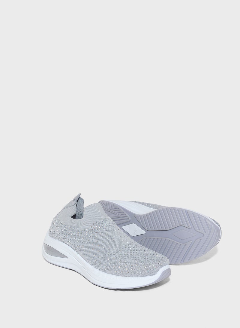 Ginger Diamante Knit Slip On Comfort Shoe  - Image 3