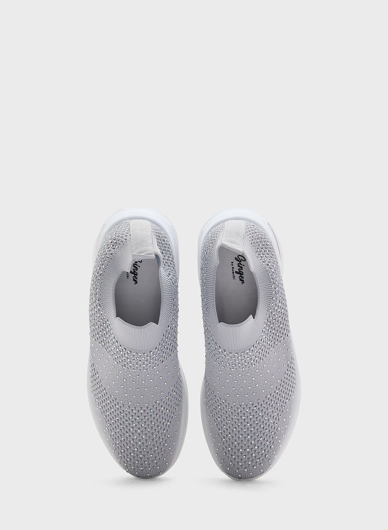Ginger Diamante Knit Slip On Comfort Shoe  - Image 4