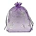 Ankirol 100pcs Sheer Organza Favor Bags Purple Butterfly Print For Wedding Gift Bags Samples Display Drawstring Pouches 4x6 - Image 1