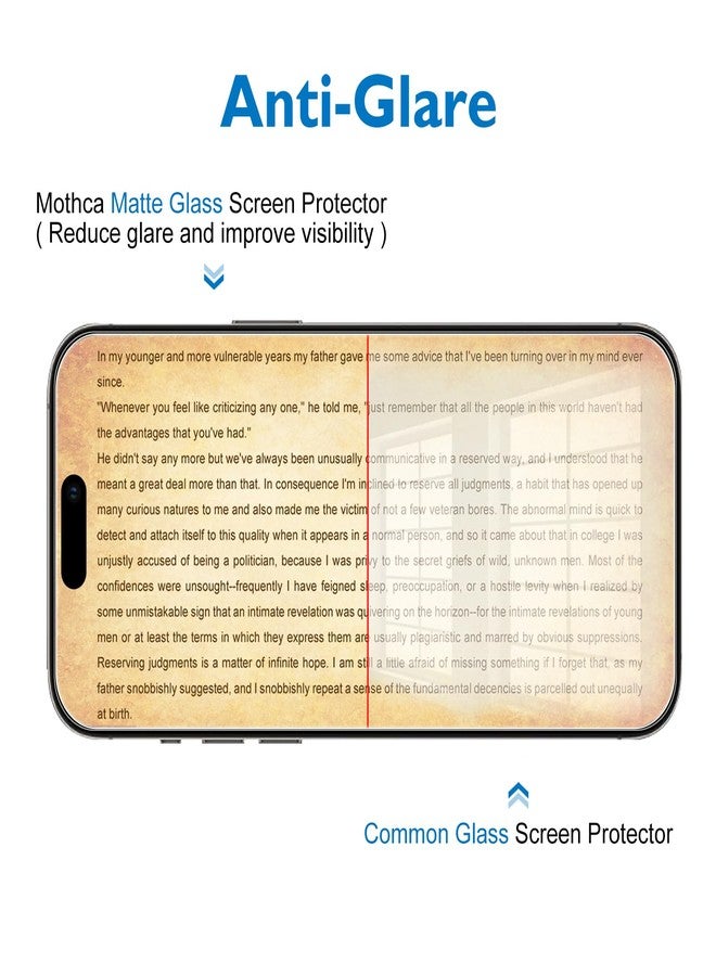 Mothca حماية شاشة زجاجية غير لامعة من موثكا لجهاز آيفون 15 برو (6.1 بوصة) مضادة للتوهج ومضادة لبصمات الأصابع، فيلم زجاجي مقسى شفاف، [إطار تركيب سهل] متوافق مع الجرابات، خالي من الفقاعات - ناعم كالحرير - Image 4