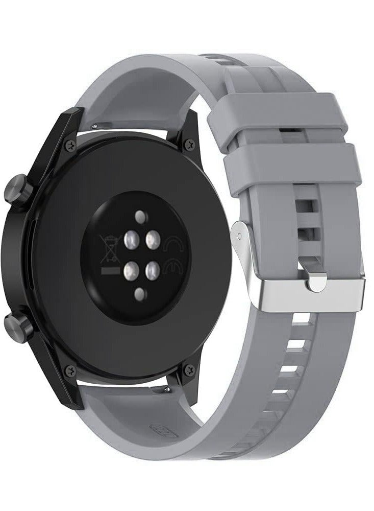 Strap Silicone Band 22MM For Samsung galaxy watch 3 45mm /watch 46mm/Gear S3/Huawei watch GT3 46MM/GT2E/GT 46mm/GT2 Pro/GT2 46MM/honor Magic Watch2 46mm/Amazfit GTR4/GTR3/2/2e Grey - Image 1