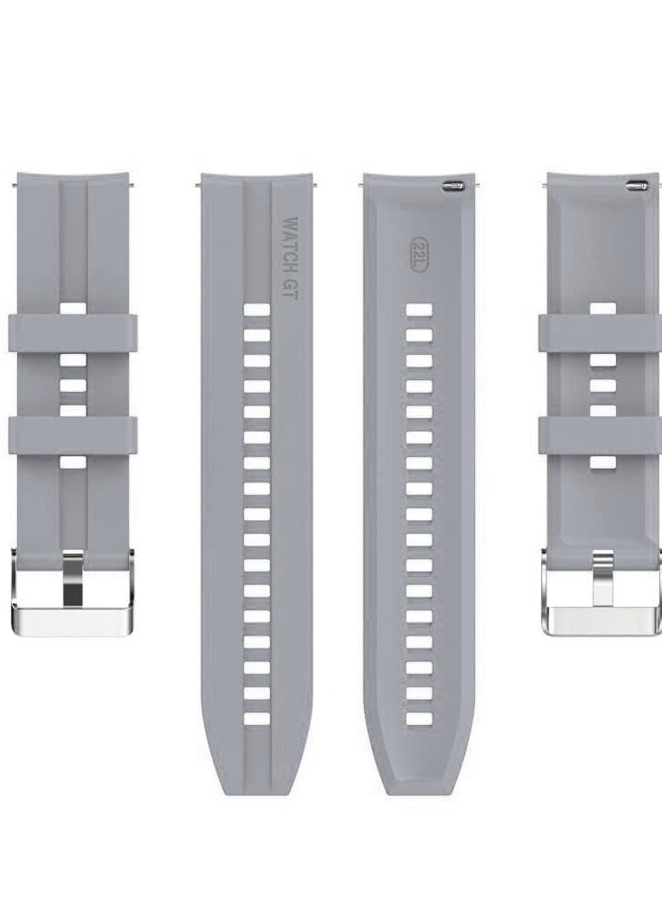 Strap Silicone Band 22MM For Samsung galaxy watch 3 45mm /watch 46mm/Gear S3/Huawei watch GT3 46MM/GT2E/GT 46mm/GT2 Pro/GT2 46MM/honor Magic Watch2 46mm/Amazfit GTR4/GTR3/2/2e Grey - Image 4