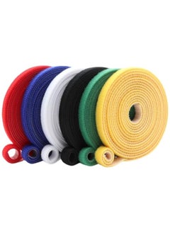 Kuwes KUWES 10mm - 1 meter - 6 colors Strap Adhesive Fastener Tape Cable Ties Reusable Double Side Hook Loop Cable Tie, Nylon Fastening Tape Wire Organizer, Interlocking Fastening Cable Binder Tie  - Image 1