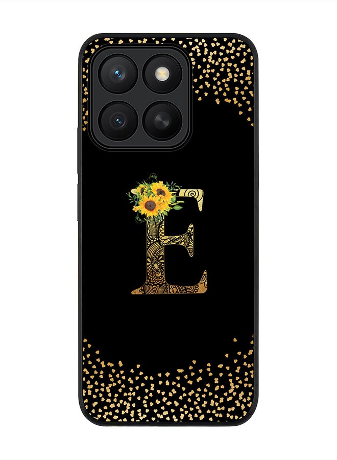 Stylizedd For Honor X8c Case,Slim fit Camera Protection, Shockproof Thin Phone cover  - Custom Floral Monogram - E ( Black )