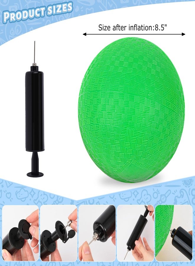 LovesTown Inflatable Playground Ball, 8.5 Inch Dodgeballs Kickballs with Air Pump, for 4 Square Ball Games, Sports Toys, Green - Image 2