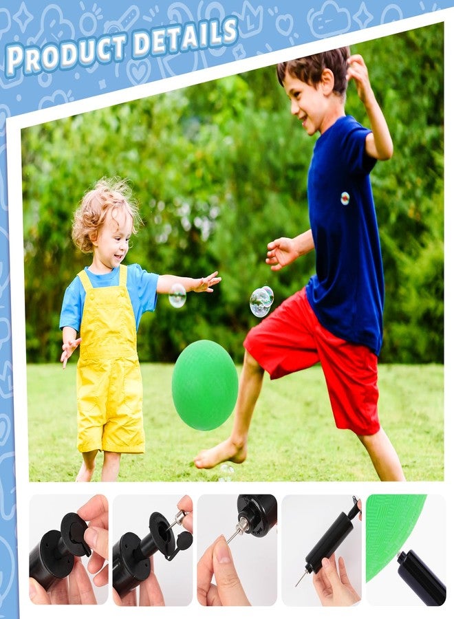 LovesTown Inflatable Playground Ball, 8.5 Inch Dodgeballs Kickballs with Air Pump, for 4 Square Ball Games, Sports Toys, Green - Image 4