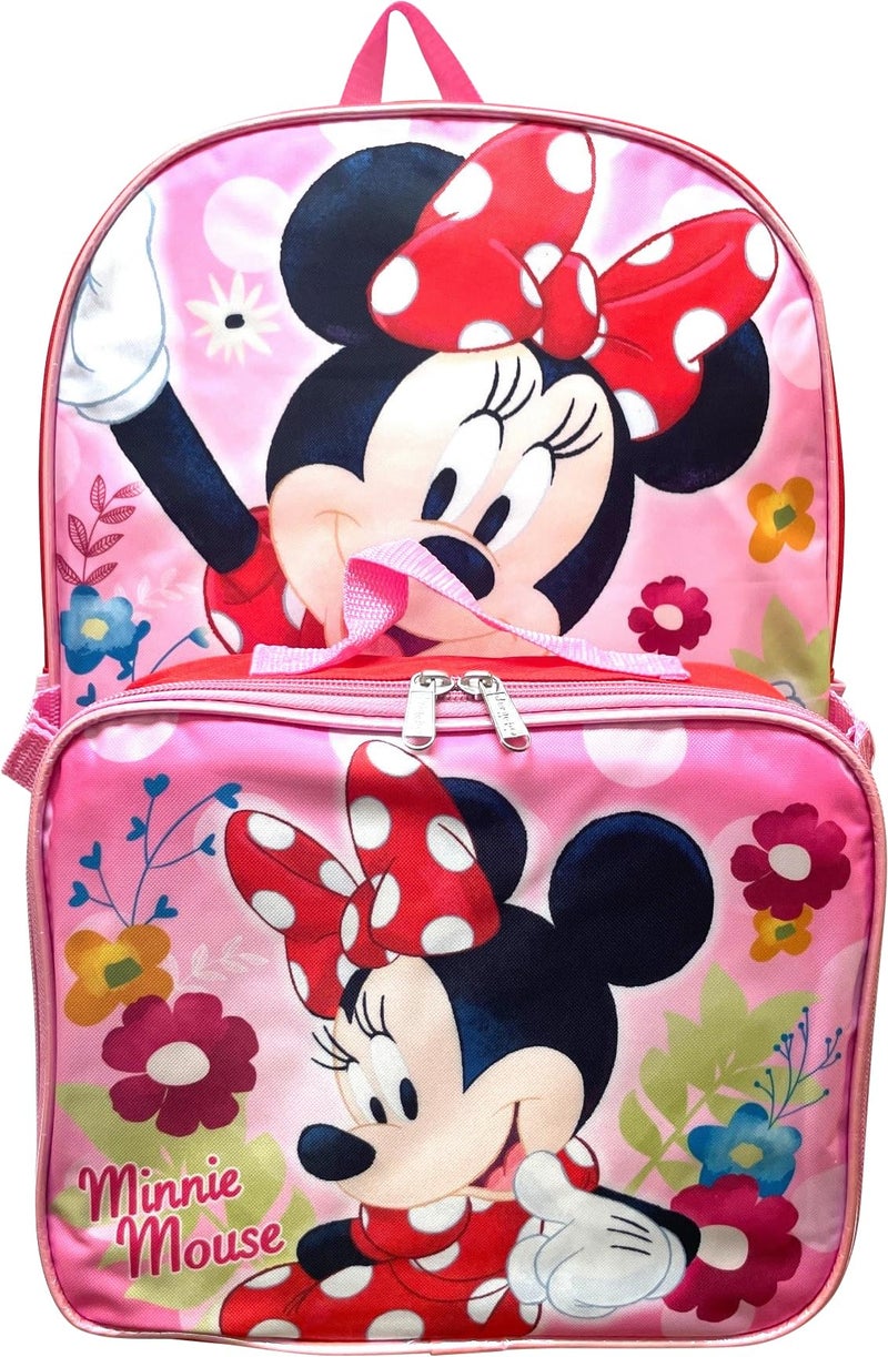 Minnie Mouse Girls 16 Backpack WDetachable Lunch Box