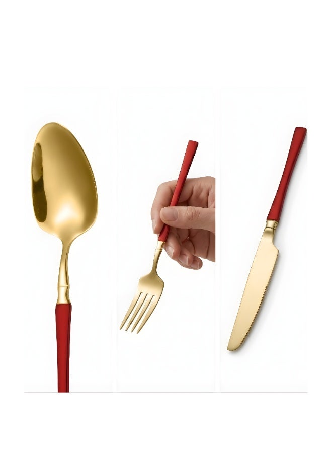 VALORIS Spoon, Knife and Fork Set – Colorful Cutlery Set with Tea Spoons, Table Spoons & Forks | Kitchen Utensils Set for Dining, Camping & Travel | Stainless Steel Cutlery Set for Home Kitchen - Image 2