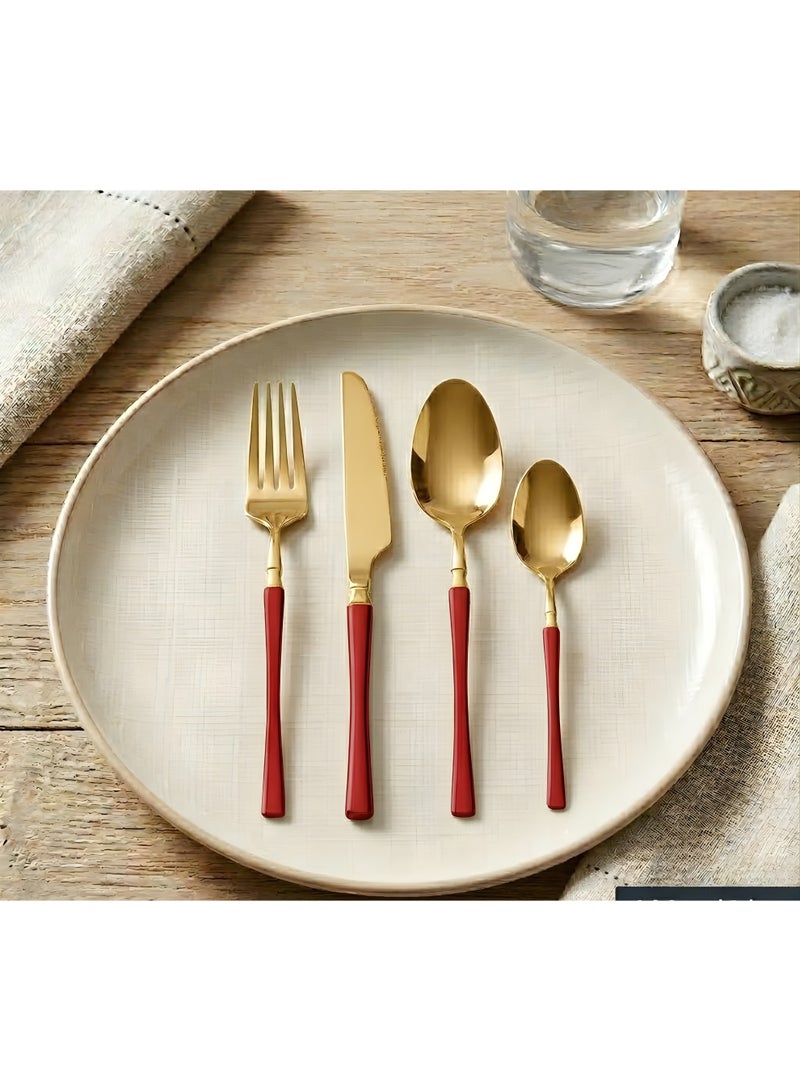 VALORIS Spoon, Knife and Fork Set – Colorful Cutlery Set with Tea Spoons, Table Spoons & Forks | Kitchen Utensils Set for Dining, Camping & Travel | Stainless Steel Cutlery Set for Home Kitchen - Image 3