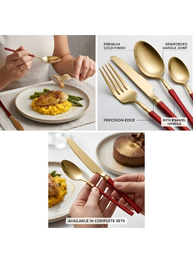 VALORIS Spoon, Knife and Fork Set – Colorful Cutlery Set with Tea Spoons, Table Spoons & Forks | Kitchen Utensils Set for Dining, Camping & Travel | Stainless Steel Cutlery Set for Home Kitchen - Image 5