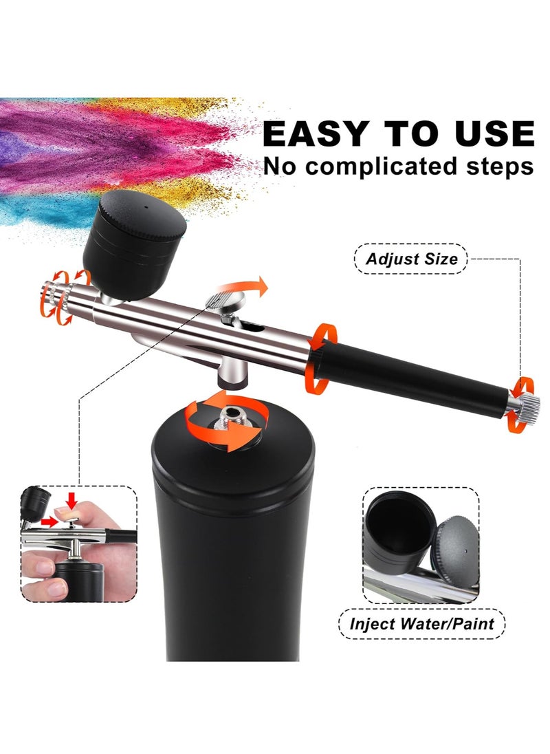Generic Nail Art Airbrush Pen Set, Wireless Airbrush Set with Air Compressor, Portable Handheld Cordless Mini Rechargeable Air Brush for Makeup, Cake Decoration, Nail Art, Tattoos, and Face Painting (Black)  - Image 4
