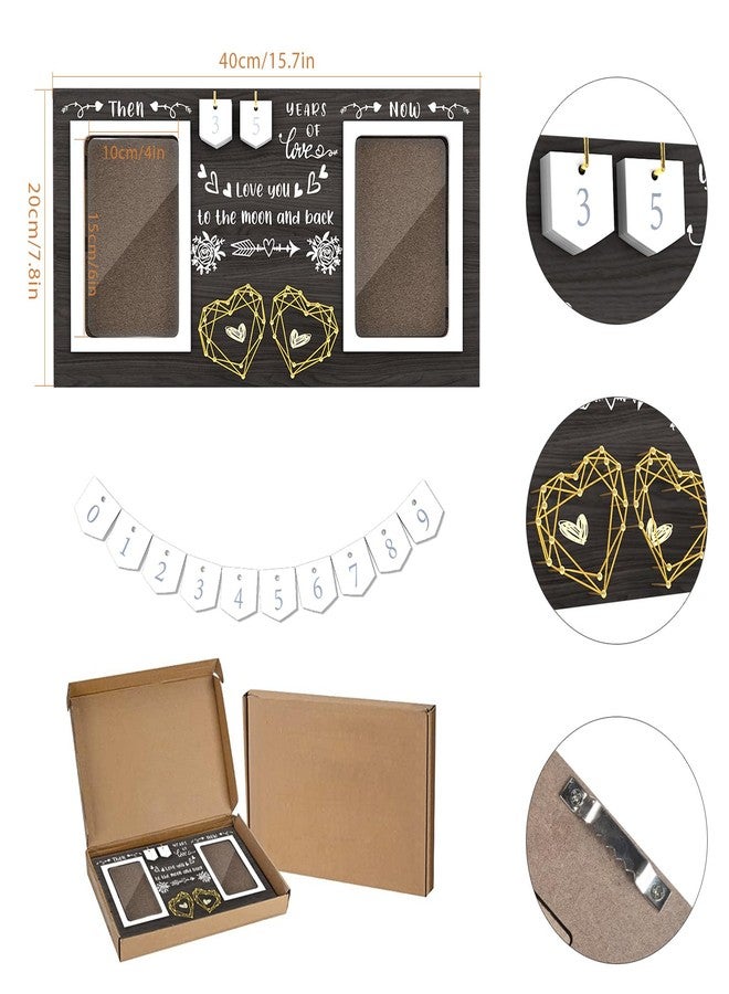 ZCPTZ Then & Now Anniversary Picture Frame - 1-99 Years Anniversary Wedding Gift for Couple, Engagement Bridal Shower Gifts for Couples Wood Photo Frame Holds Two 4x6 Inches Photos-Black - Image 2