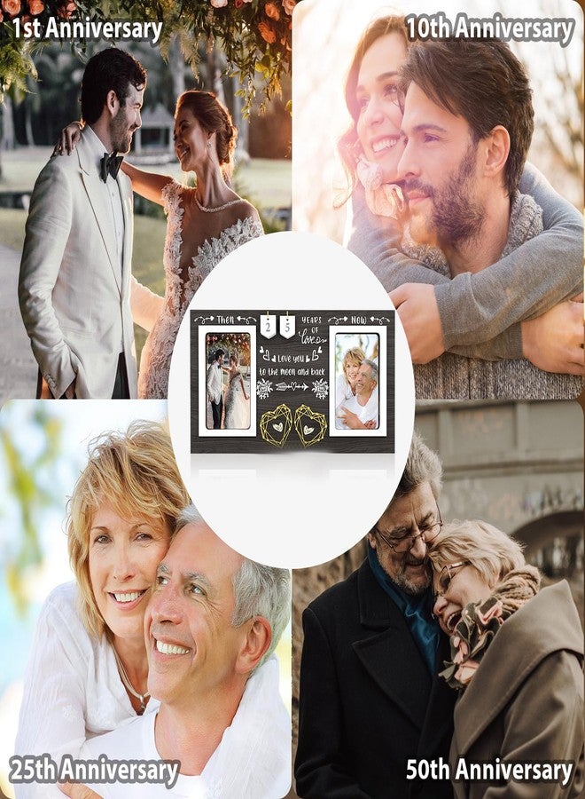 ZCPTZ Then & Now Anniversary Picture Frame - 1-99 Years Anniversary Wedding Gift for Couple, Engagement Bridal Shower Gifts for Couples Wood Photo Frame Holds Two 4x6 Inches Photos-Black - Image 4