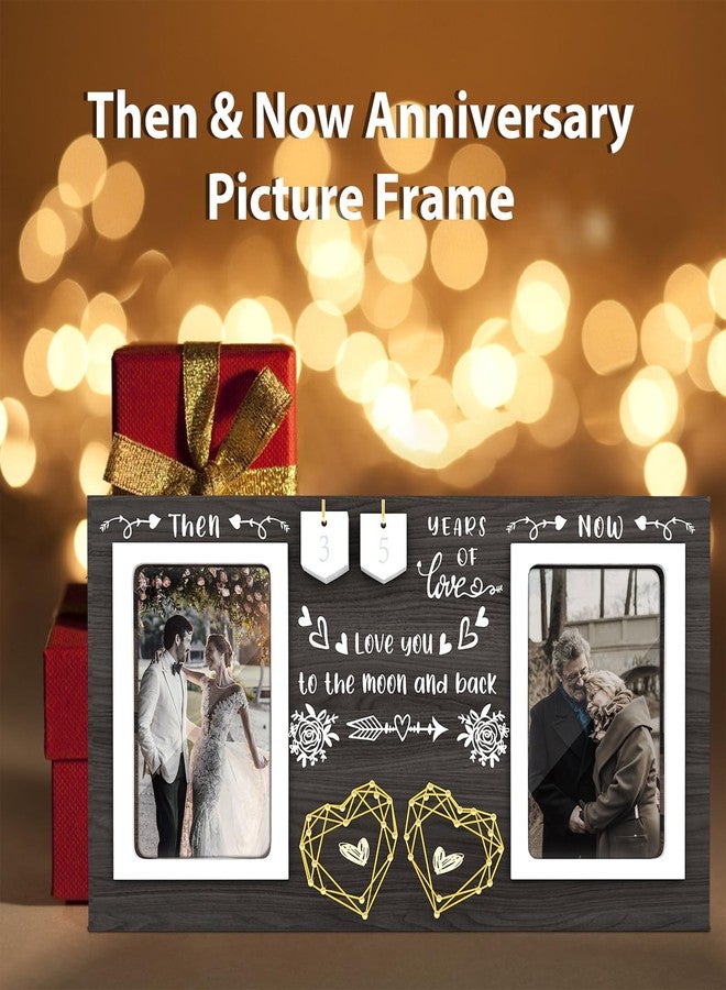 ZCPTZ Then & Now Anniversary Picture Frame - 1-99 Years Anniversary Wedding Gift for Couple, Engagement Bridal Shower Gifts for Couples Wood Photo Frame Holds Two 4x6 Inches Photos-Black - Image 3