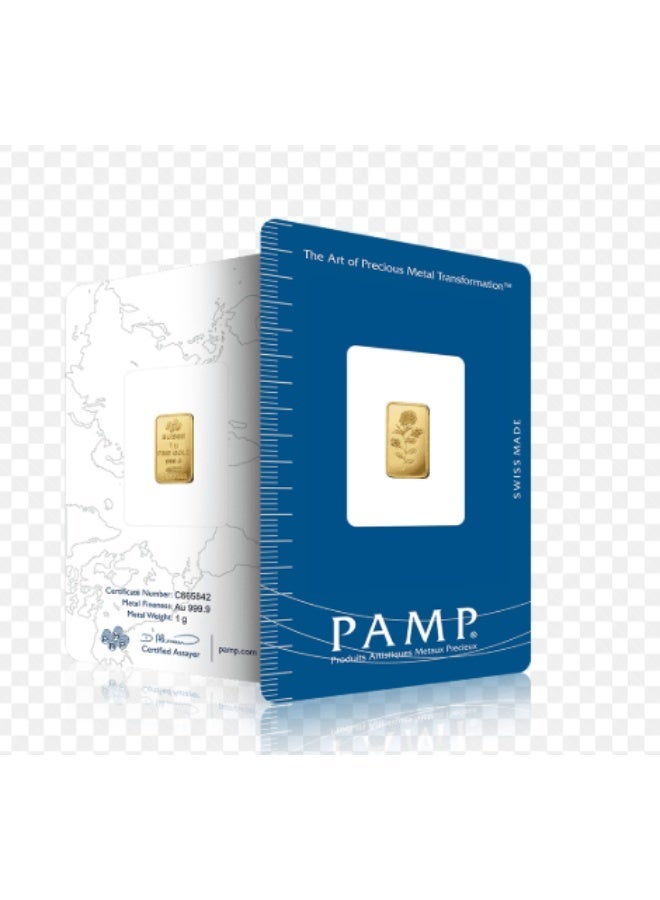 PAMP SUISSE FLOWER 1 GM GOLD BAR 999.9 PURITY 24KT - 1 GRAMS - Image 2